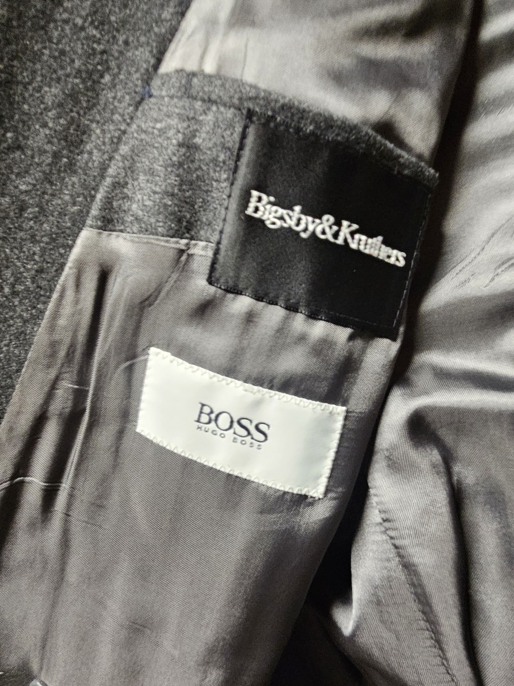 Hugo Boss Al Capone/Cantania Men's Double-Breasted Blazer Dark Gray - Picture 4 of 10